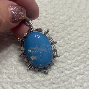 Gorgeous DOUBLET OPAL BLUE Handmade Sterling 925 Pendant/Chain #217E